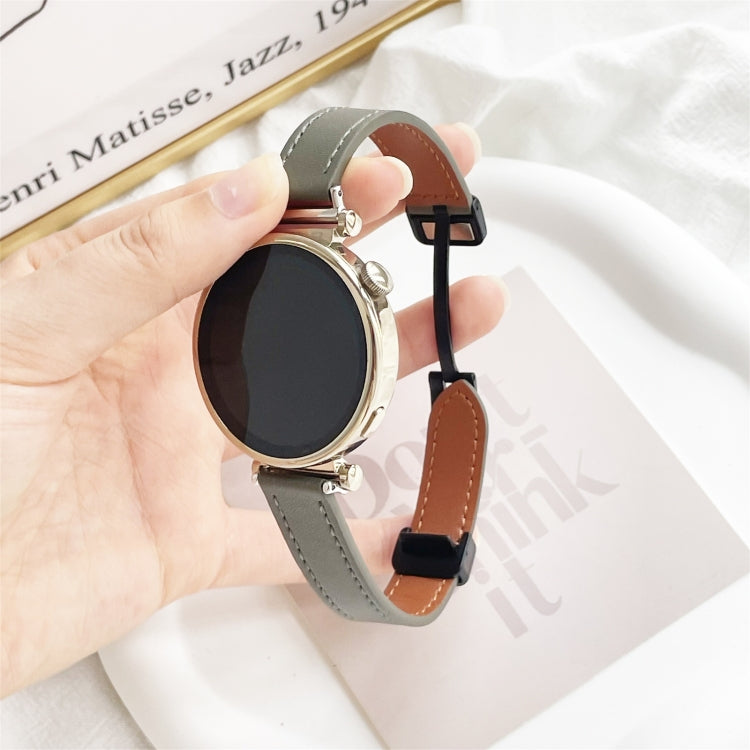 For Samsung Galaxy Gear S3 Classic 22mm Slim Magnetic Buckle Microfiber Leather Watch Band(Avocado Green) by bashfashion