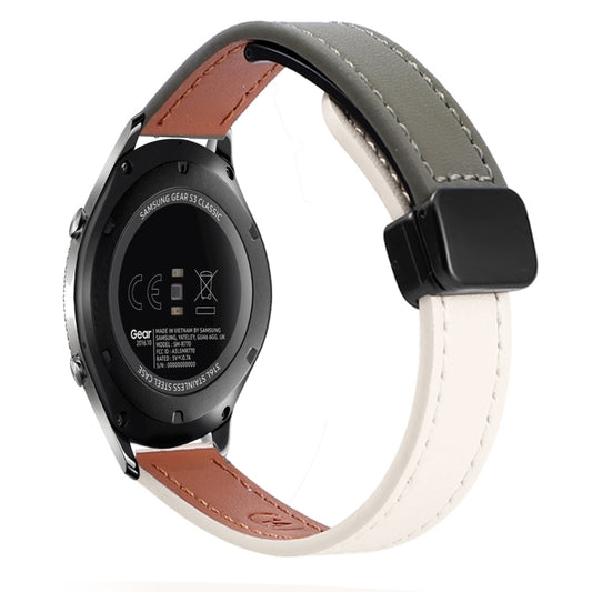 For Samsung Galaxy Gear S3 Classic 22mm Slim Magnetic Buckle Microfiber Leather Watch Band(Apricot+Avocado Green) by bashfashion