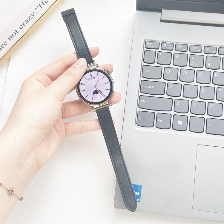 For Samsung Galaxy Watch 46mm 22mm Slim Magnetic Buckle Microfiber Leather Watch Band(Black) by bashfashion