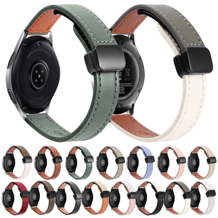 For Samsung Galaxy Watch 46mm 22mm Slim Magnetic Buckle Microfiber Leather Watch Band(Cream Apricot) by bashfashion