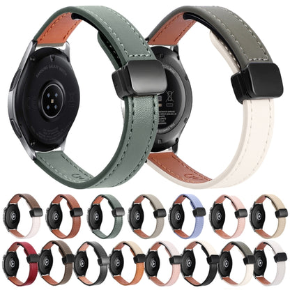 For Samsung Galaxy Watch 3 45mm 22mm Slim Magnetic Buckle Microfiber Leather Watch Band(Black+Apricot) by bashfashion