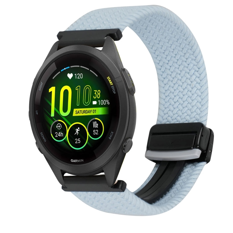 For Garmin Forerunner 265S 18mm Magnetic Buckle Braided Watch Band(Blue) by bashfashion