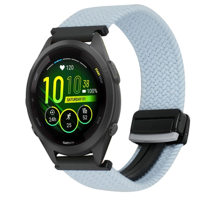 For Garmin Forerunner 265S 18mm Magnetic Buckle Braided Watch Band(Blue) by bashfashion