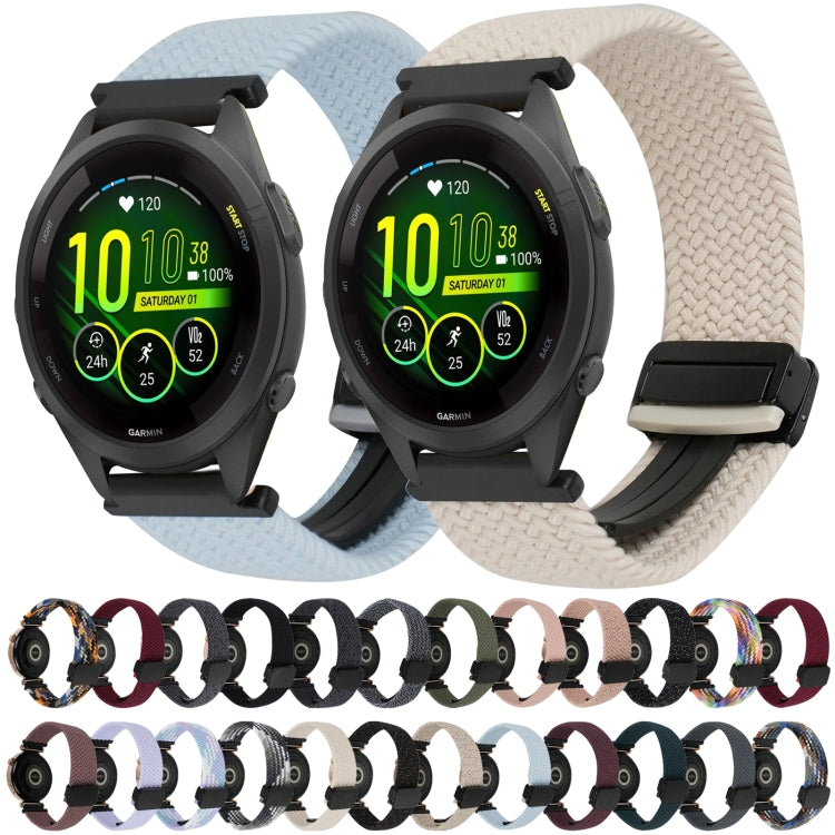 For Garmin Forerunner 265S 18mm Magnetic Buckle Braided Watch Band(Blue) by bashfashion