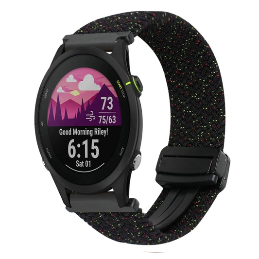 For Garmin Forerunner 255S 18mm Magnetic Buckle Braided Watch Band(Starlight Black) by bashfashion