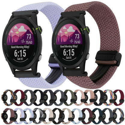 For Garmin Forerunner 255S 18mm Magnetic Buckle Braided Watch Band(Starlight Black) by bashfashion