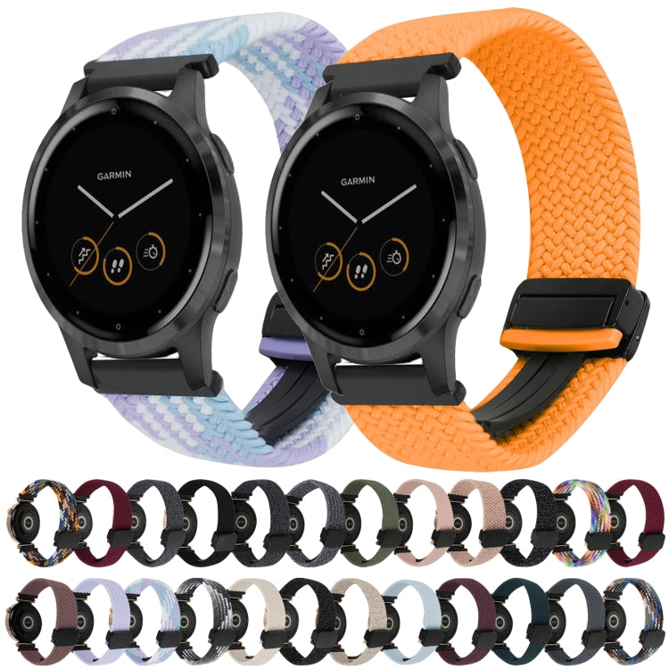 For Garmin Vivoactive 4S 18mm Magnetic Buckle Braided Watch Band(Stars Black) by bashfashion