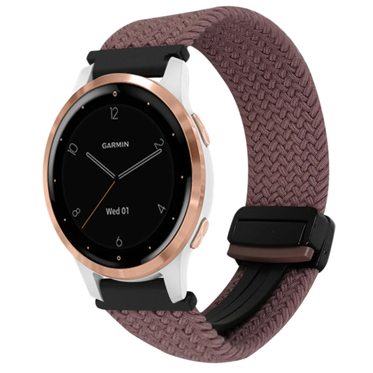 For Garmin Active S 18mm Magnetic Buckle Braided Watch Band(Smoky Purple) by bashfashion