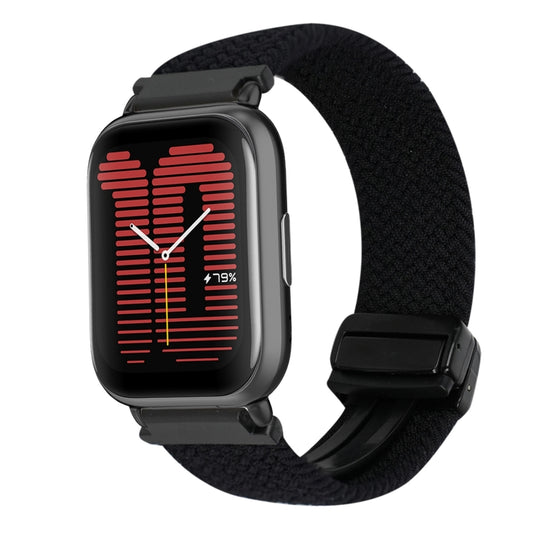 For Amazfit Active Magnetic Buckle 20mm Braided Watch Band(Black) by bashfashion
