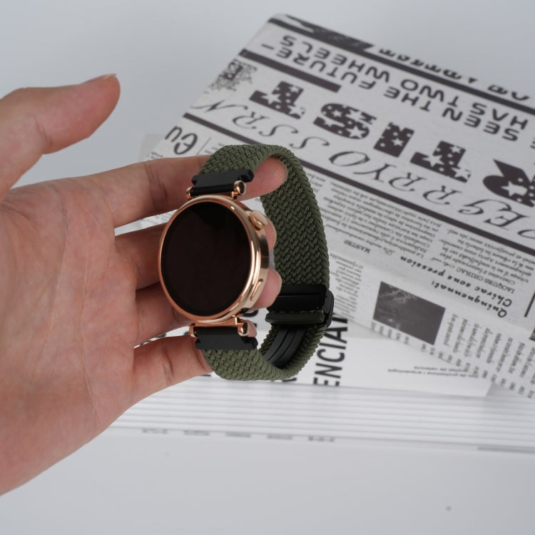 For Amazfit Active Magnetic Buckle 20mm Braided Watch Band(Olive Green) by bashfashion