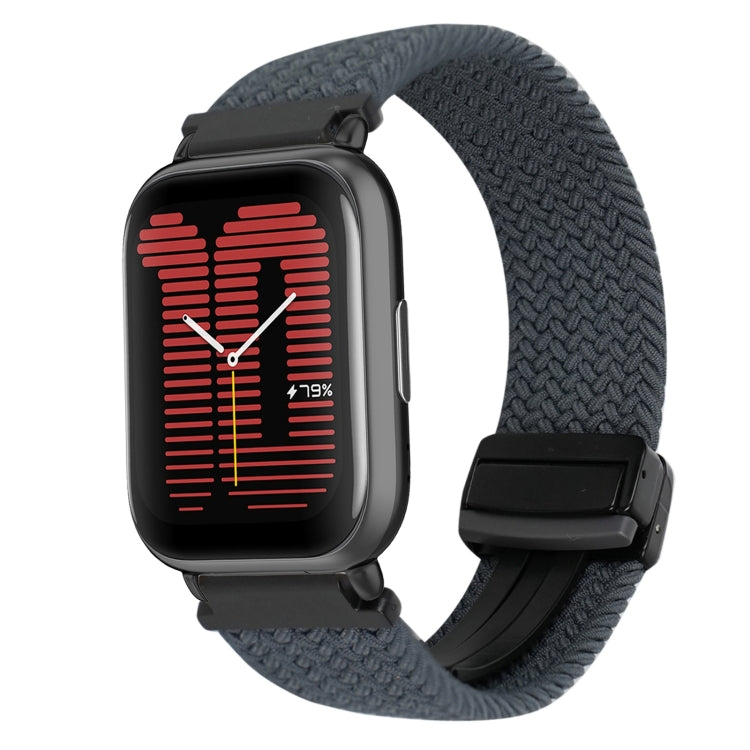 For Amazfit Active Magnetic Buckle 20mm Braided Watch Band(Space Gray) by bashfashion