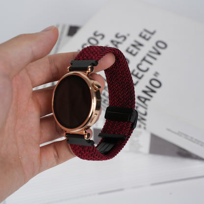 For Amazfit Active Magnetic Buckle 20mm Braided Watch Band(Black Sand Red) by bashfashion