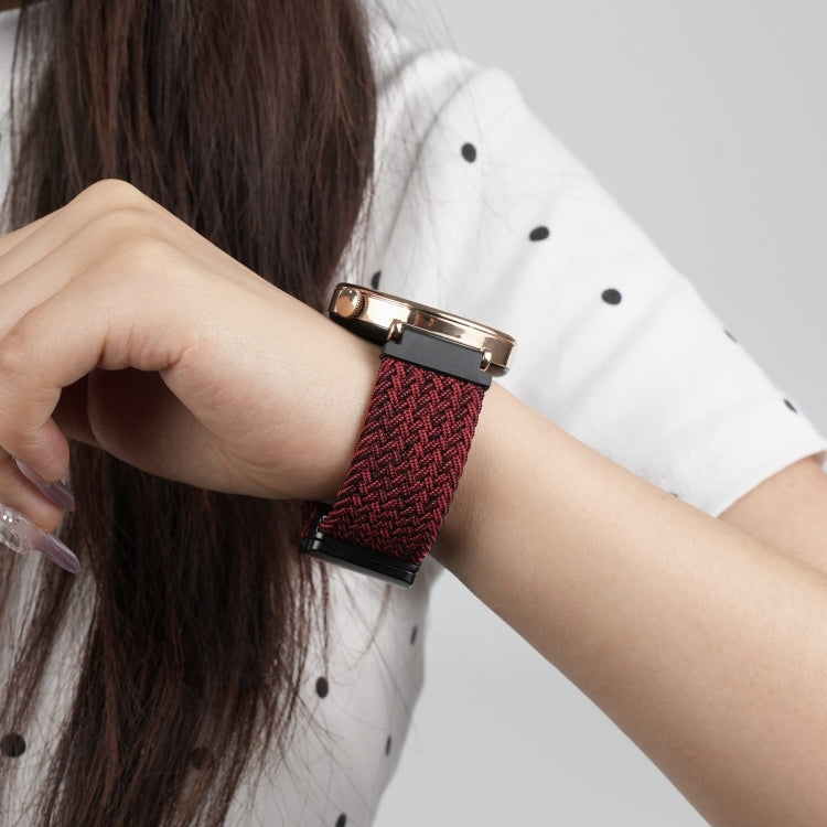 For Amazfit Active Magnetic Buckle 20mm Braided Watch Band(Black Sand Red) by bashfashion