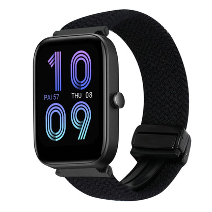 For Amazfit Bip 3 Pro Magnetic Buckle 20mm Braided Watch Band(Black) by bashfashion