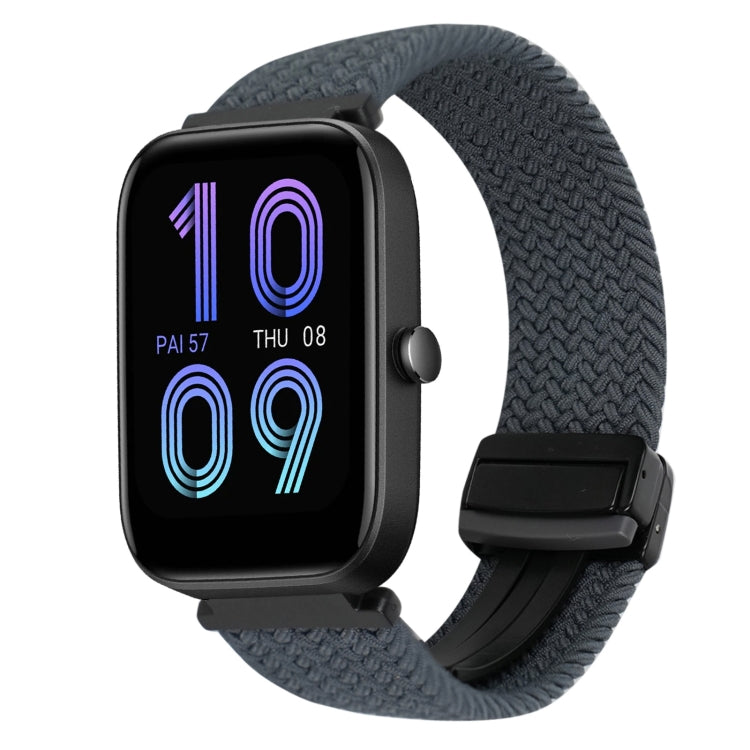 For Amazfit Bip 3 Pro Magnetic Buckle 20mm Braided Watch Band(Space Gray) by bashfashion