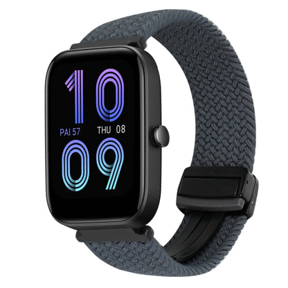 For Amazfit Bip 3 Pro Magnetic Buckle 20mm Braided Watch Band(Space Gray) by bashfashion