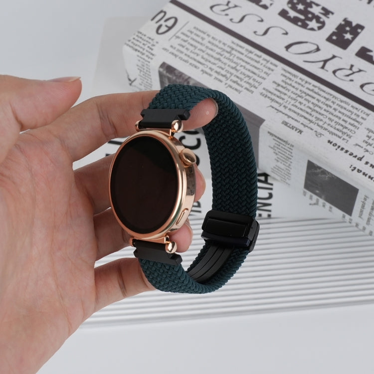 For Amazfit Bip 3 Pro Magnetic Buckle 20mm Braided Watch Band(Forest Green) by bashfashion