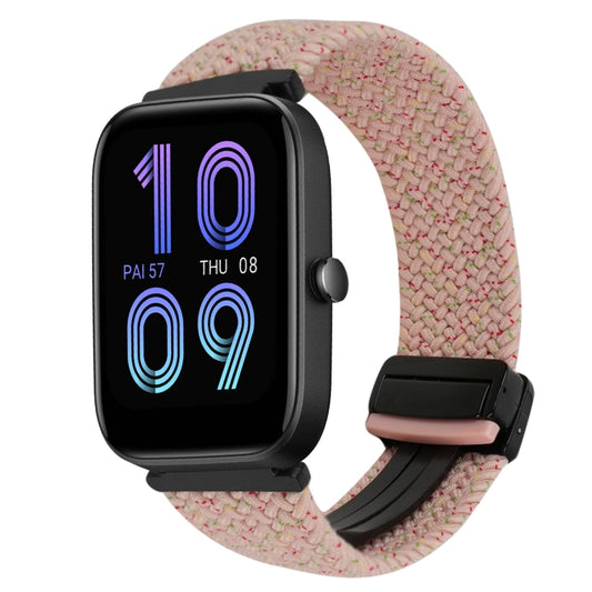 For Amazfit Bip 3 Pro Magnetic Buckle 20mm Braided Watch Band(Starlight Pink) by bashfashion