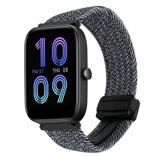 For Amazfit Bip 3 Magnetic Buckle 20mm Braided Watch Band(Metal Gray) by bashfashion