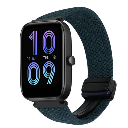 For Amazfit Bip 3 Magnetic Buckle 20mm Braided Watch Band(Forest Green) by bashfashion