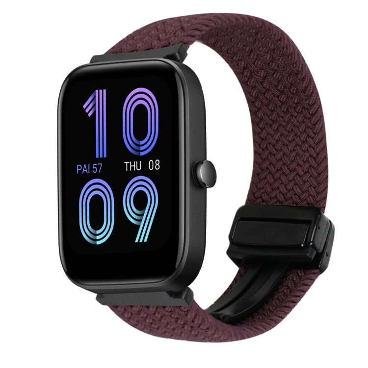 For Amazfit Bip 3 Magnetic Buckle 20mm Braided Watch Band(Crimson Cherry) by bashfashion
