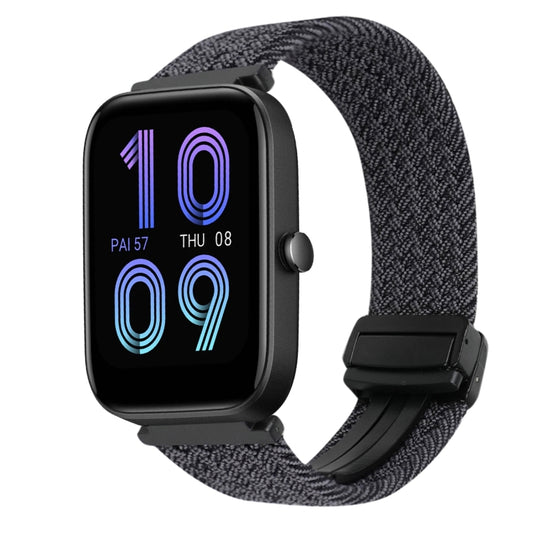 For Amazfit Bip 3 Magnetic Buckle 20mm Braided Watch Band(Graphite Black) by bashfashion