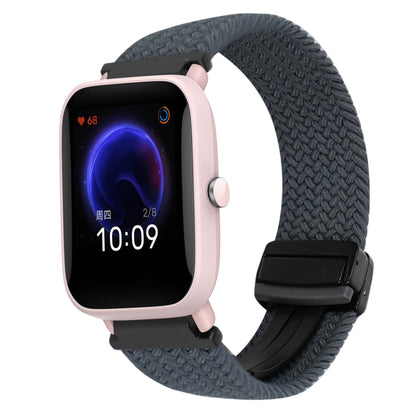 For Amazfit Bip U Magnetic Buckle 20mm Braided Watch Band(Space Gray) by bashfashion
