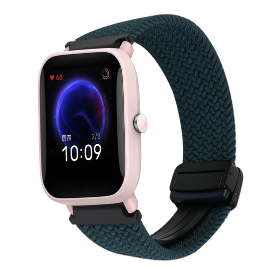 For Amazfit Bip U Magnetic Buckle 20mm Braided Watch Band(Forest Green) by bashfashion