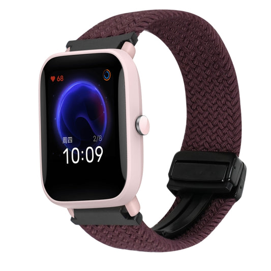 For Amazfit Bip U Magnetic Buckle 20mm Braided Watch Band(Crimson Cherry) by bashfashion