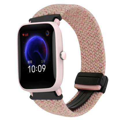 For Amazfit Bip U Magnetic Buckle 20mm Braided Watch Band(Starlight Pink) by bashfashion