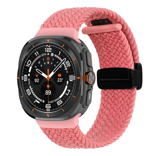 For Samsung Galaxy Watch Ultra 47mm Fold Magnetic Buckle Braided Watch Band(Pink) by bashfashion