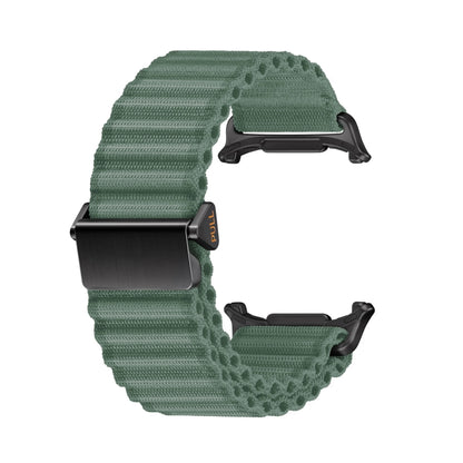For Apple Watch SE 2023 44mm Off Road Magnetic Buckle Braided Nylon Watch Band(Army Green) by bashfashion