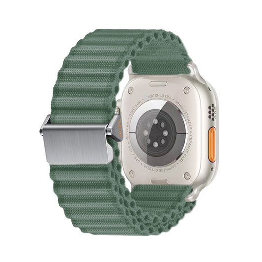 For Apple Watch Series 7 41mm Off Road Magnetic Buckle Braided Nylon Watch Band(Army Green) by bashfashion