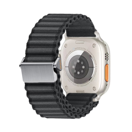 For Apple Watch Series 7 41mm Off Road Magnetic Buckle Braided Nylon Watch Band(Dark Gray) by bashfashion