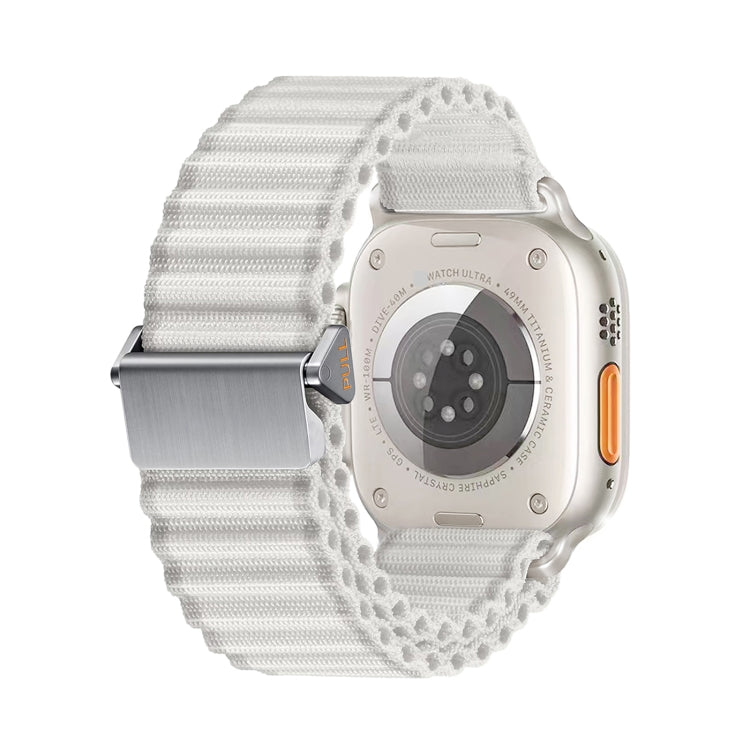 For Apple Watch Series 7 45mm Off Road Magnetic Buckle Braided Nylon Watch Band(White) by bashfashion