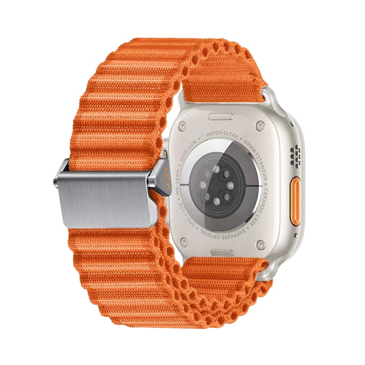For Apple Watch Series 7 45mm Off Road Magnetic Buckle Braided Nylon Watch Band(Orange) by bashfashion