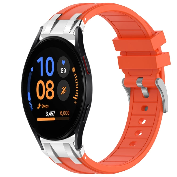 For Samsung Galaxy Watch FE 40mm 20mm Quick Release Silver Buckle Royal Silicone Watch Band(Orange) by bashfashion