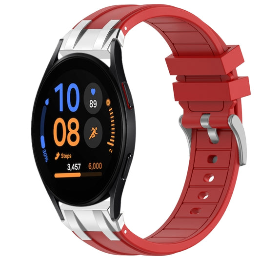 For Samsung Galaxy Watch FE 40mm 20mm Quick Release Silver Buckle Royal Silicone Watch Band(Red) by bashfashion