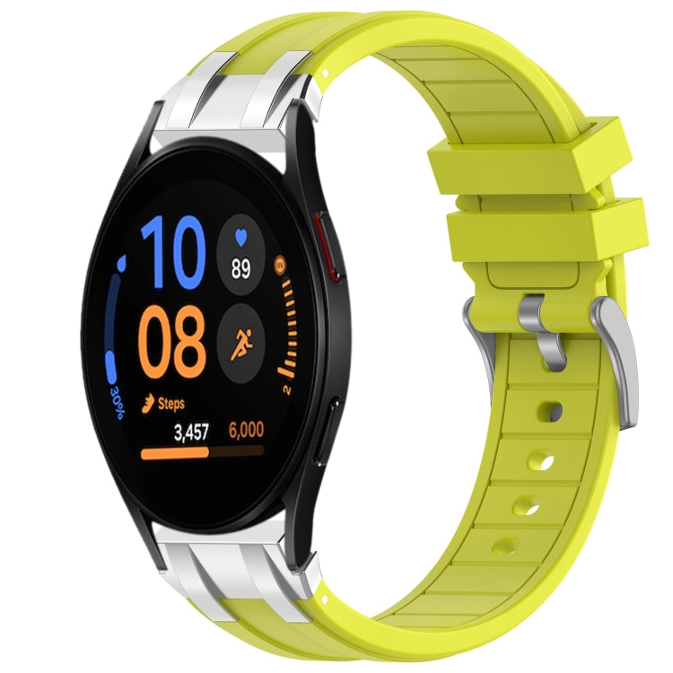 For Samsung Galaxy Watch FE 40mm 20mm Quick Release Silver Buckle Royal Silicone Watch Band(Vital Yellow) by bashfashion