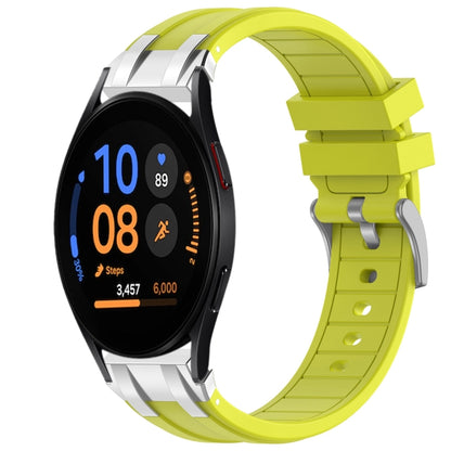 For Samsung Galaxy Watch FE 40mm 20mm Quick Release Silver Buckle Royal Silicone Watch Band(Vital Yellow) by bashfashion