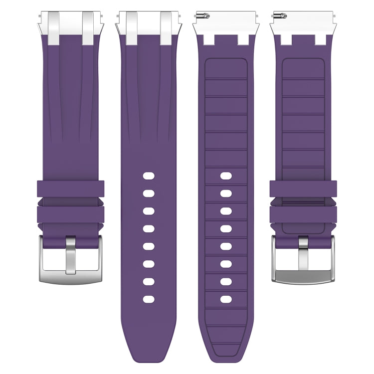 For Samsung Galaxy Watch FE 40mm 20mm Quick Release Silver Buckle Royal Silicone Watch Band(Purple) by bashfashion