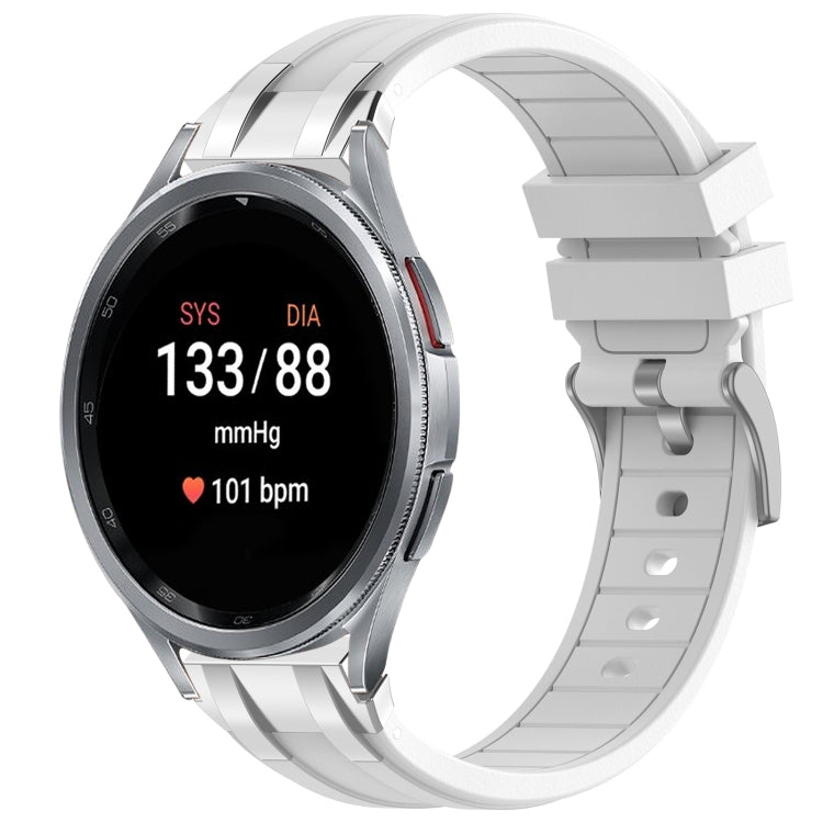 For Samsung Galaxy Watch 7 40 / 44mm 20mm Quick Release Silver Buckle Royal Silicone Watch Band(White) by bashfashion
