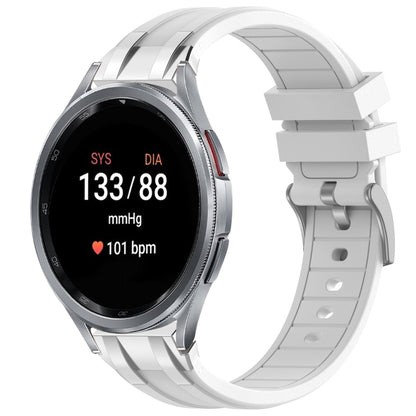 For Samsung Galaxy Watch 7 40 / 44mm 20mm Quick Release Silver Buckle Royal Silicone Watch Band(White) by bashfashion