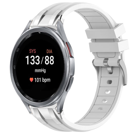 For Samsung Galaxy Watch 7 40 / 44mm 20mm Quick Release Silver Buckle Royal Silicone Watch Band(White) by bashfashion
