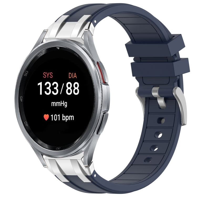 For Samsung Galaxy Watch 7 40 / 44mm 20mm Quick Release Silver Buckle Royal Silicone Watch Band(Navy Blue) by bashfashion