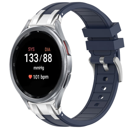 For Samsung Galaxy Watch 7 40 / 44mm 20mm Quick Release Silver Buckle Royal Silicone Watch Band(Navy Blue) by bashfashion