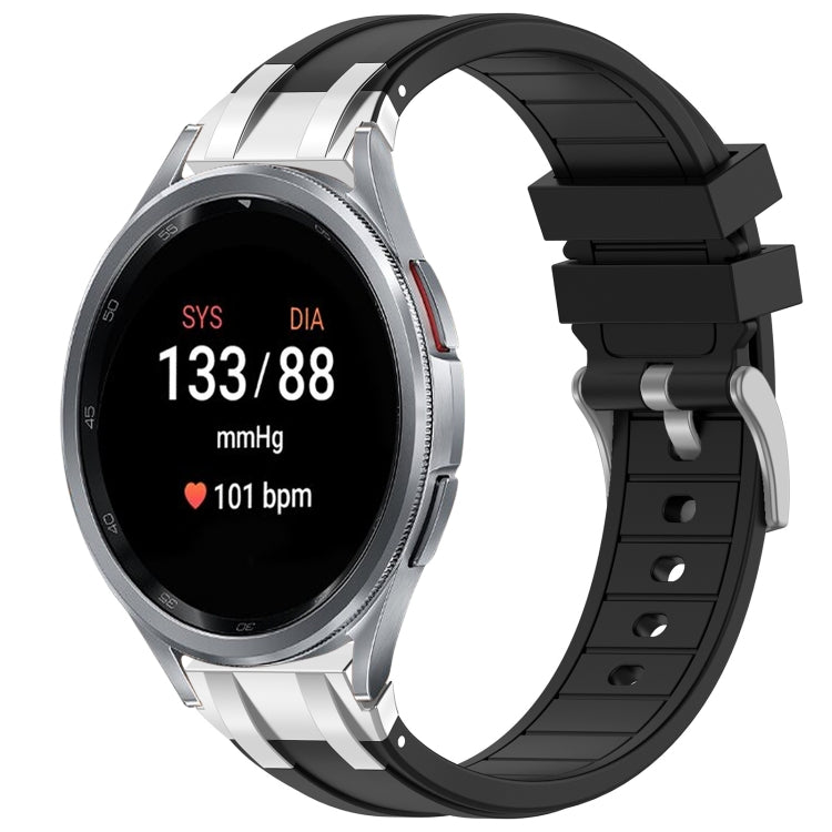 For Samsung Galaxy Watch 7 40 / 44mm 20mm Quick Release Silver Buckle Royal Silicone Watch Band(Black) by bashfashion