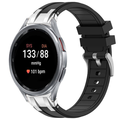 For Samsung Galaxy Watch 7 40 / 44mm 20mm Quick Release Silver Buckle Royal Silicone Watch Band(Black) by bashfashion