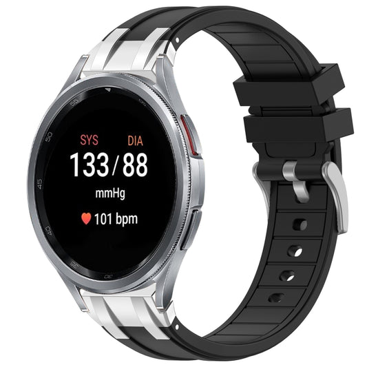 For Samsung Galaxy Watch 7 40 / 44mm 20mm Quick Release Silver Buckle Royal Silicone Watch Band(Black) by bashfashion
