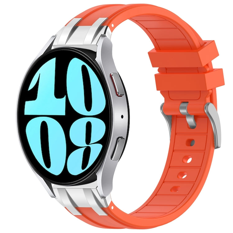 For Samsung Galaxy Watch 6 40 / 44mm 20mm Quick Release Silver Buckle Royal Silicone Watch Band(Orange) by bashfashion